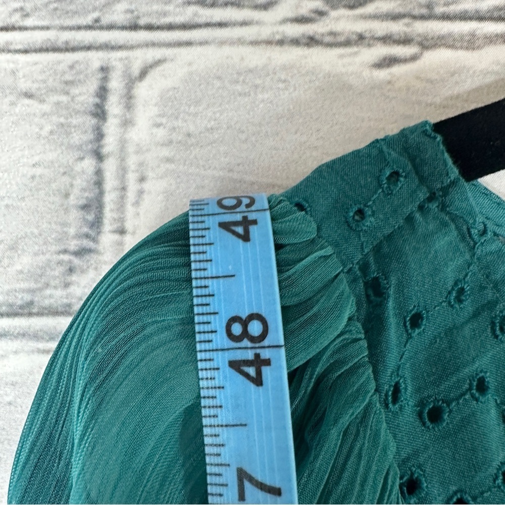Sundance Adore Moi Long Sleeve Midi Dress Medium Pacific Teal Tiered Sheer Boho - Picture 11 of 12